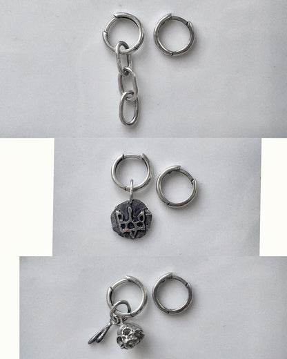 hoop earrings with a Tryzub charm