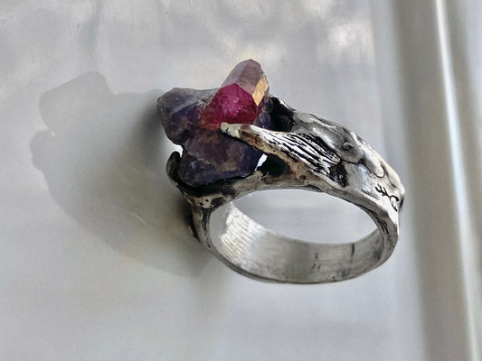 one of a kind raw tourmaline ring